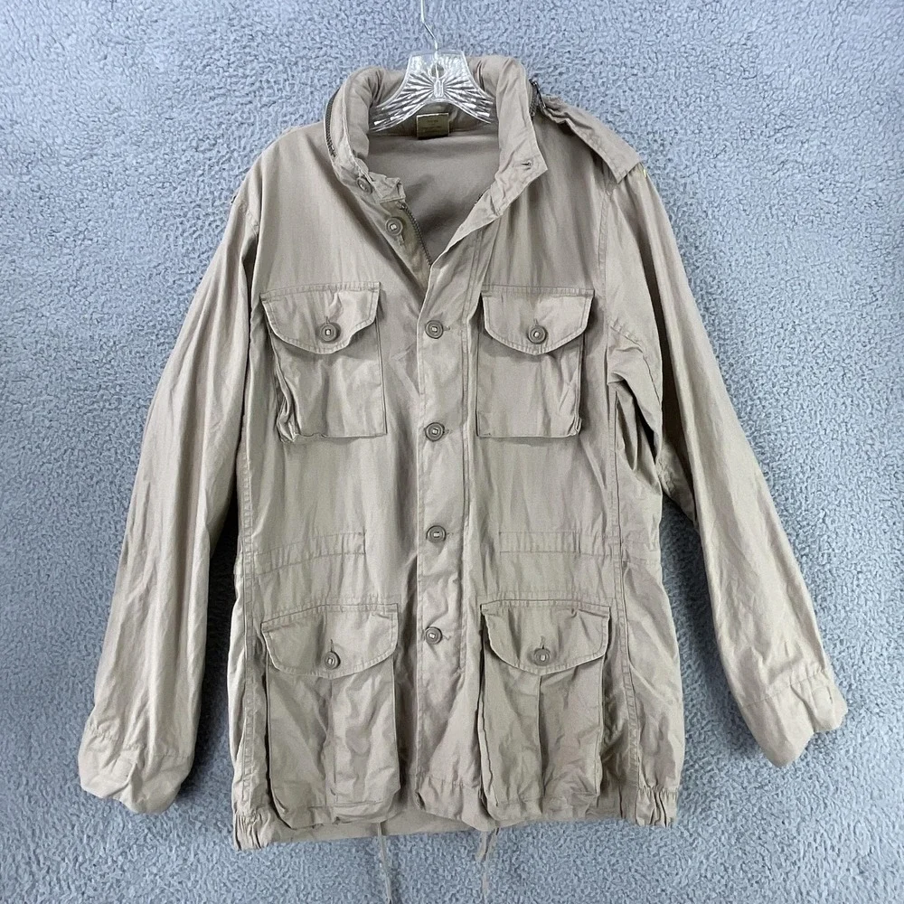 Rothco Field Jacket Mens S Beige Military Canvas‎ Full Zip Pockets Mid-Length